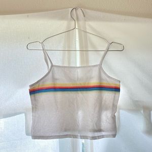 Tilly’s Full Tilt | Rainbow Striped Crop Tank Top Size M